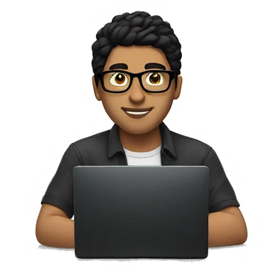 Hispanic guy with black hair & glasses playing on a pc  sticker