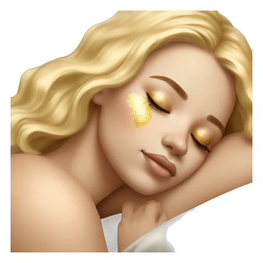pretty light skinned blonde girl sleeping with gold eye gels under her closed eyes soft textures no background sticker