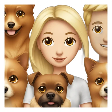 Blonde Husband and wife with brown pomeranian sticker