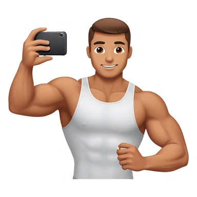 muscular male taking selfie sticker