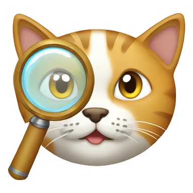 magnifying glass showing a cat sticker