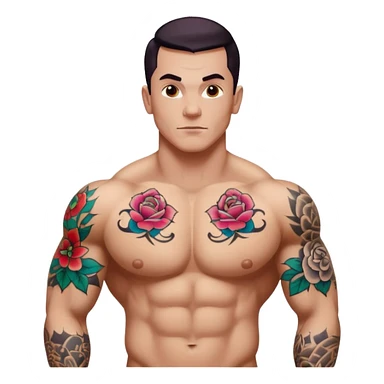 tattoo man, white skintone, more highlight the tattoo, body builder, tatto on fully chest, more tattoos on the body. sticker