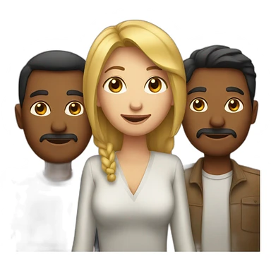a woman between two men sticker
