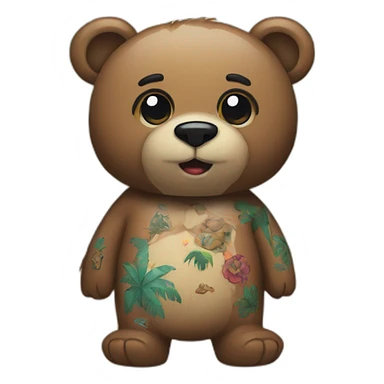 Bear with tattoos on a beach sticker