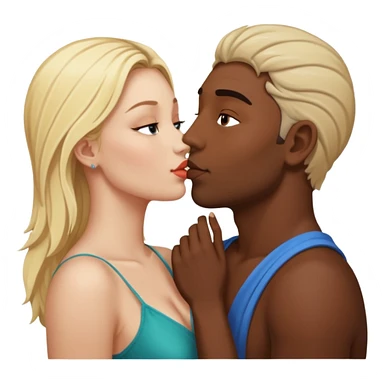 Indian man kisses blonde white woman sticker