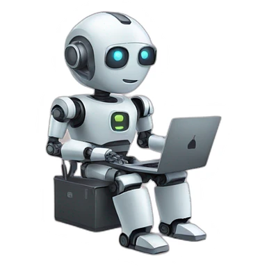 robot with laptop sticker