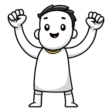 character celebrating victory with arms raised sticker