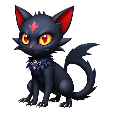 Vampiric feral futuristic gothic emo dark Litten-Noibat-Fakémon-hybrid-creature (full body) sticker
