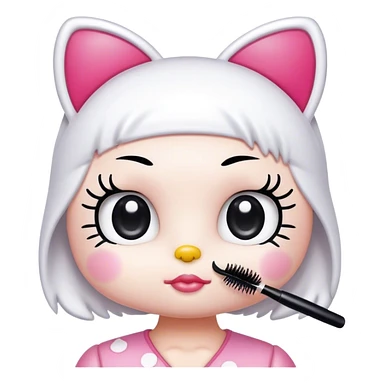  hello Kitty SANRIO holding an eyelash mascara spoolie sticker
