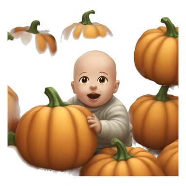 Baby popping out of pumpkin sticker