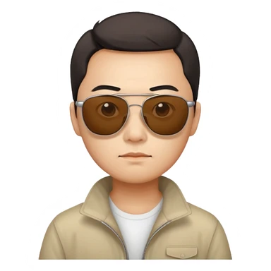 Photorealistic serious Chinese tourist wearing sunglasses sticker