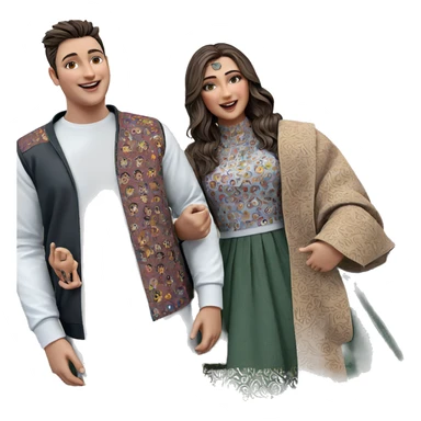 happy girl and boy together sticker