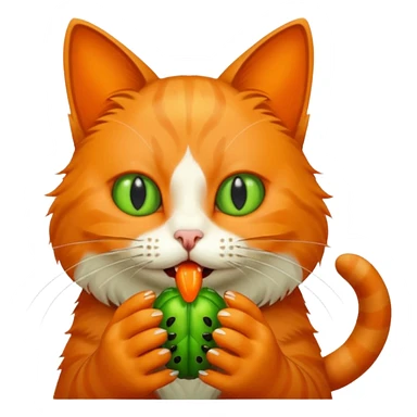 Cat eating bug sticker