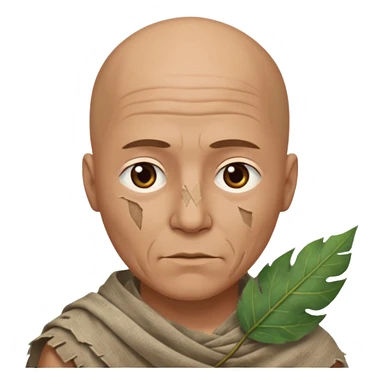 ancient man bold head, tattered leaf cloth sticker