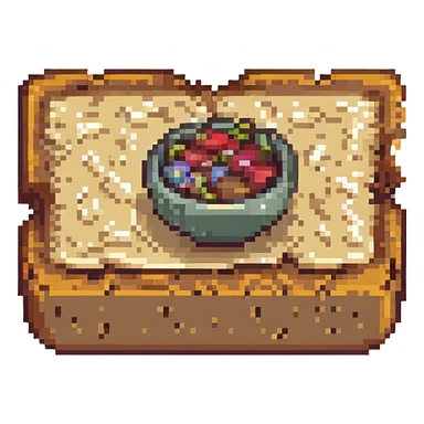 pixel art oatmeal bar with chunky oats, retro game vibe sticker
