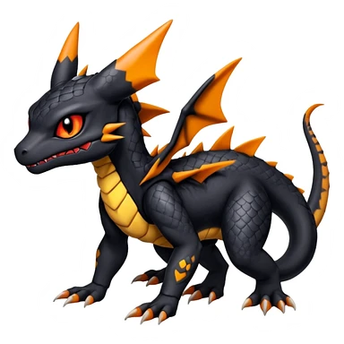 Scaly Cute Badass Gloomy Dark Guilmon-Salandit-Umbreon-Fakémon-hybrid-creature (full body)  sticker
