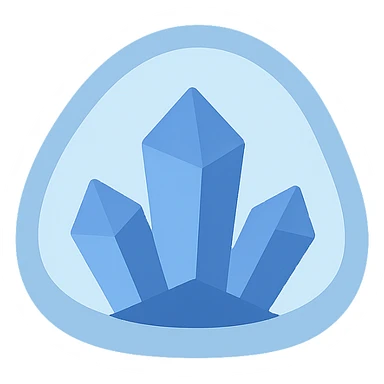 blue crystal geode, minimal, simple shapes, flat color sticker