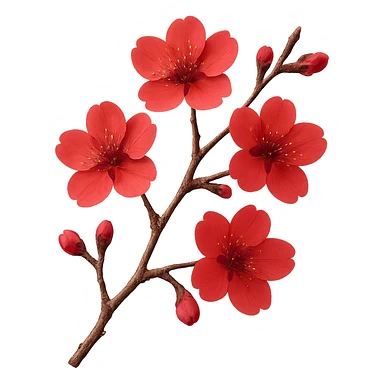 red cherry blossom, remove background sticker