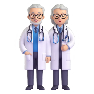 mature 60 year old doctor with stethoscope, gray hair, professional looking but not elderly sticker