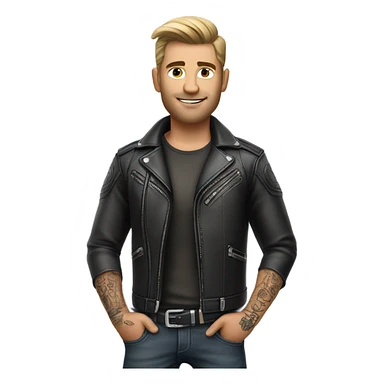 3d photo Realistic handsome tattooed man's biker leathers  sticker