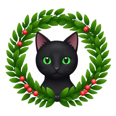 wreath black cat sticker