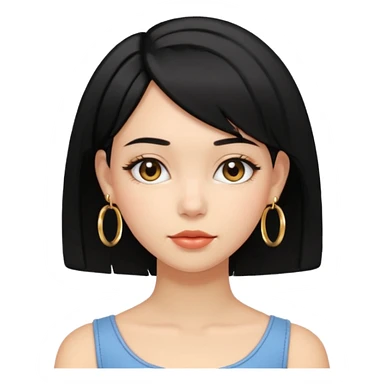 girl with bob black hairstyle and big earrings sticker