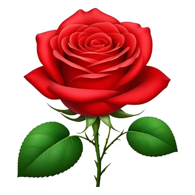 Beautiful red rose flower with lush petals and green leaves sticker