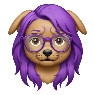 tattooed dog with heavy face tattooes and glassess, purple haired sticker