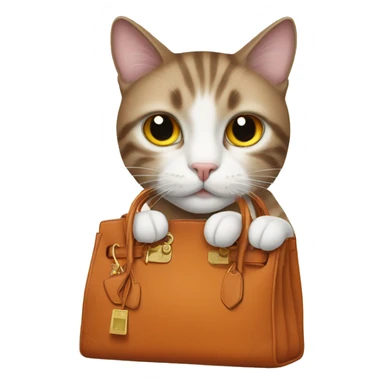 A cat wearing a Hermes bag sticker