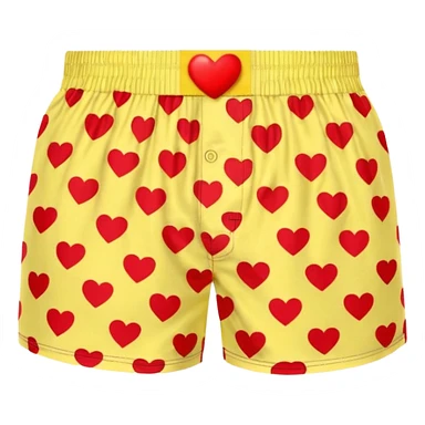 Red heart patterned yellow pair of boxers sticker