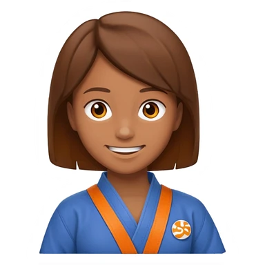 judoka cheveux brun avec ceinture orange sticker