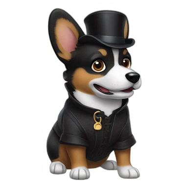 Black corgi wearing Sherlock holmes costume sticker