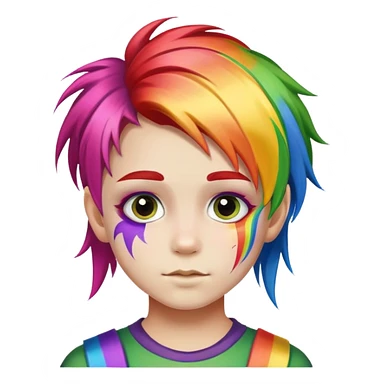 kid with rainbow hair and face paint sticker