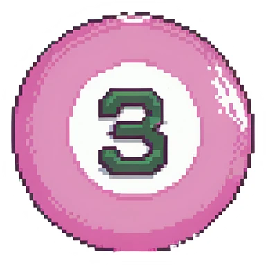 pink billiard ball with the number 23 inside a white circle sticker