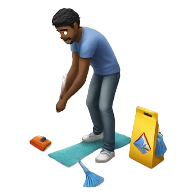 Human plays game while his wife cleaning room sticker