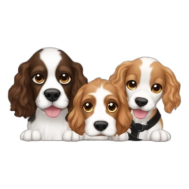 the three musketeersn with one cocker spaniel dog and 2 black cats sticker