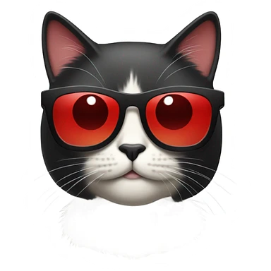 Cat with sunglasses red lips long straight black hair sticker