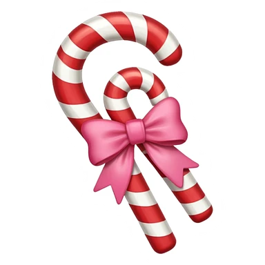 single candy cane with little pink bow sticker