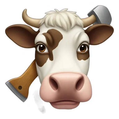 cow with axe sticker