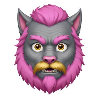 gray warewolf with pink beard and gold circle earring  sticker