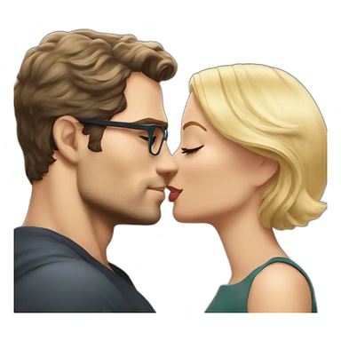 Henry Cavill kissing blond woman with very short hair and glasses sticker