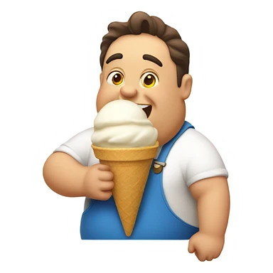 Fat man eating ice cream  sticker