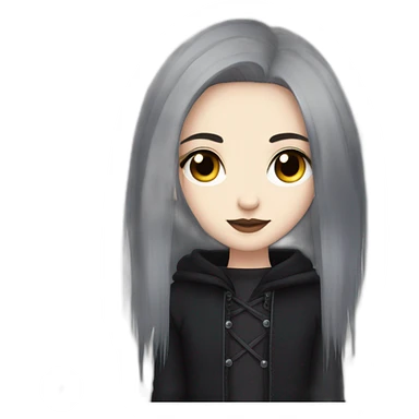 goth,girl,ash color hair,adorable,thin face,reddish eyes,gay,lesbian,cuddling sticker