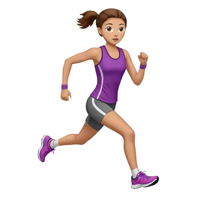 running woman. brown hair, light skin, hazel eyes. sticker