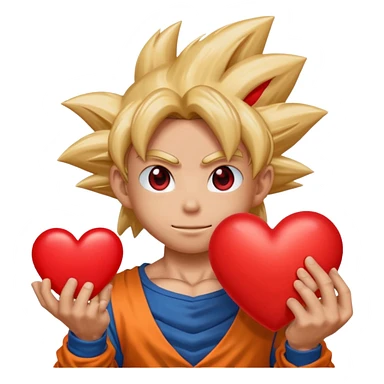 Goku holding emoji heart sticker