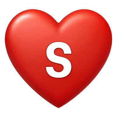 Love heart in red color and center s letter only sticker