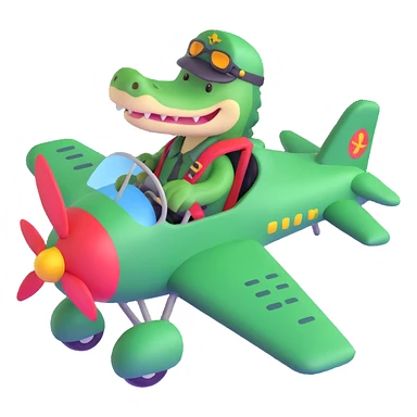 Crocodile pilot in an airplane sticker