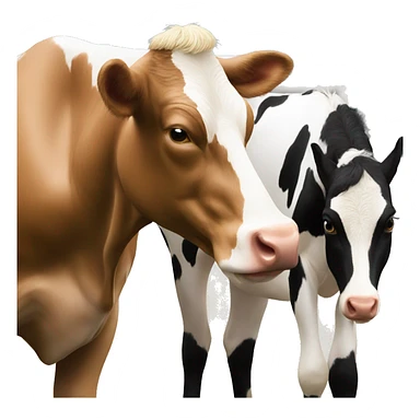 A cow feeding a horse sticker