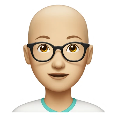 Bald Asian girl with black eyes and glasses sticker