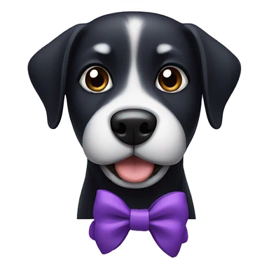 a black dog with a purple bow sticker